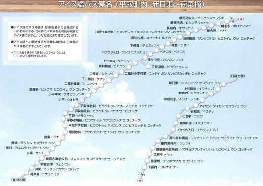 Names of the bus stops in Ainu language