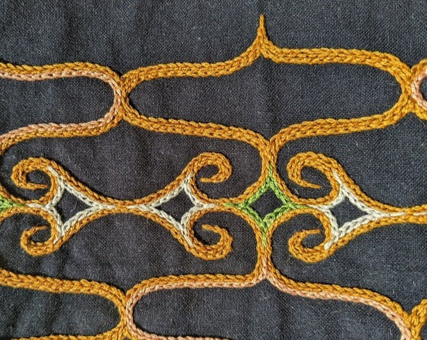 Japan craft, embroidered tote bag by Ainu people.