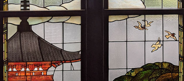 Stained glass windows designed by Ogawa Sanchi