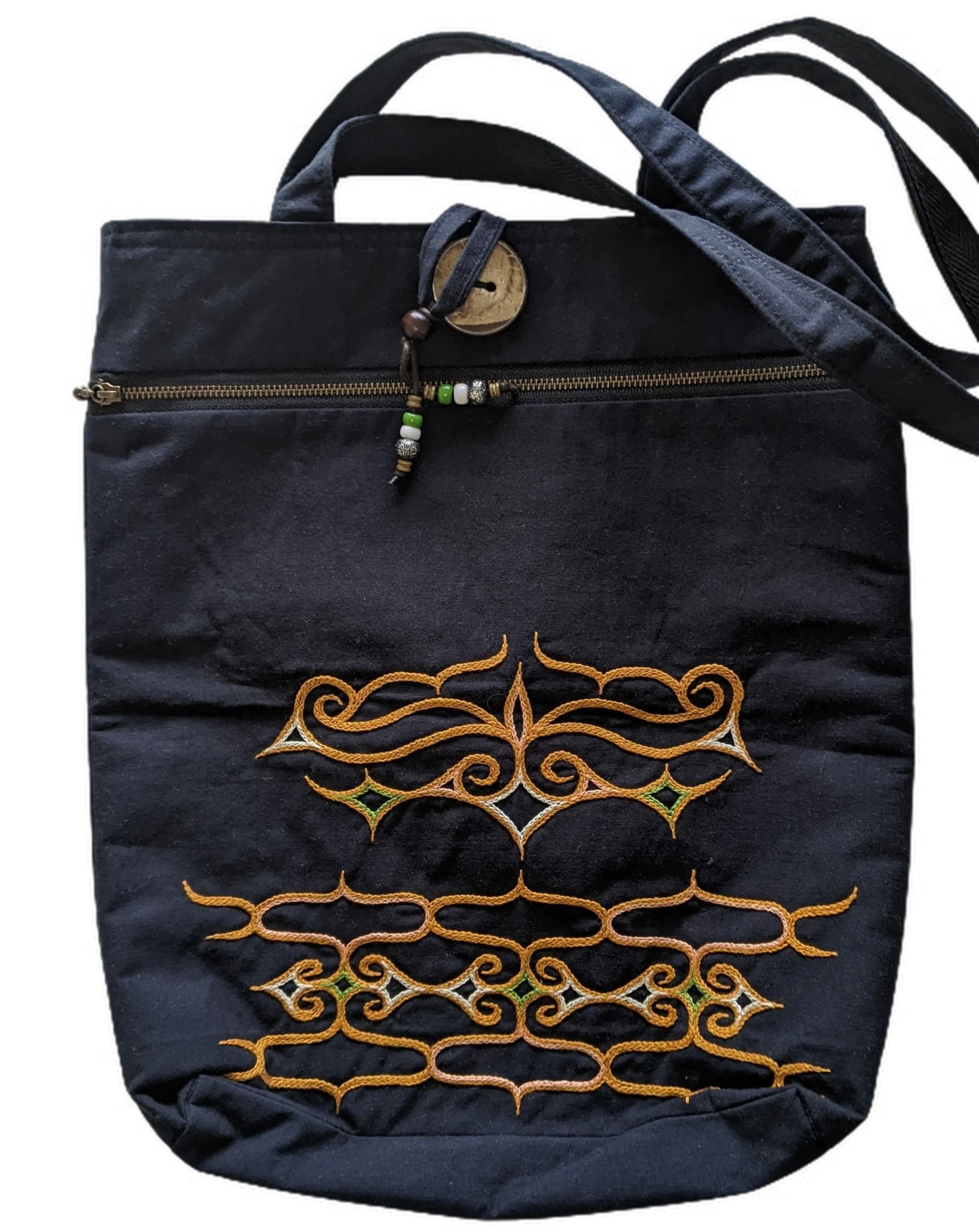 Japan craft, embroidered tote bag by Ainu people.